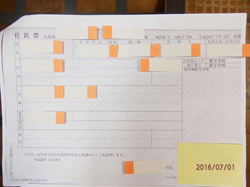 住民票のイメージ(日本語)