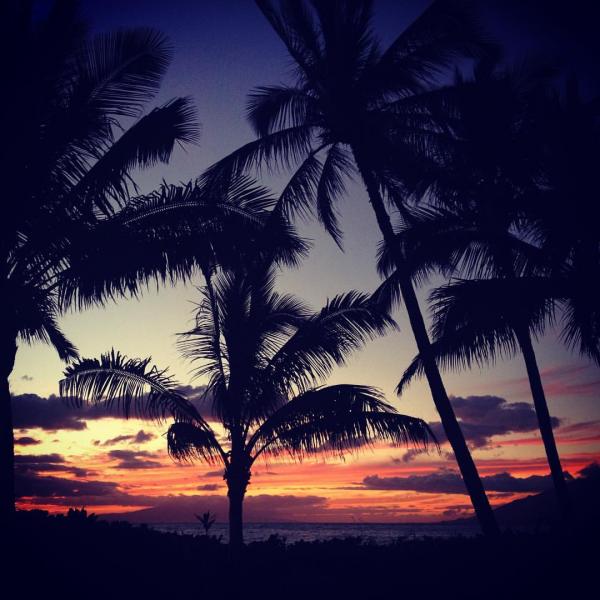 マウイ島の夕日の様子