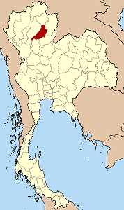タイ北部のプレー県の位置を表した地図